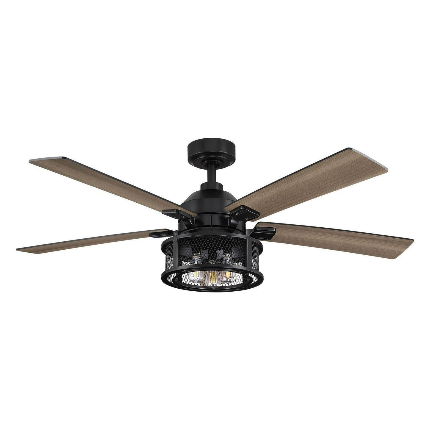 Industrial Style Mesh Caged Light 5-Blade LED Ceiling Fan with Remote Control