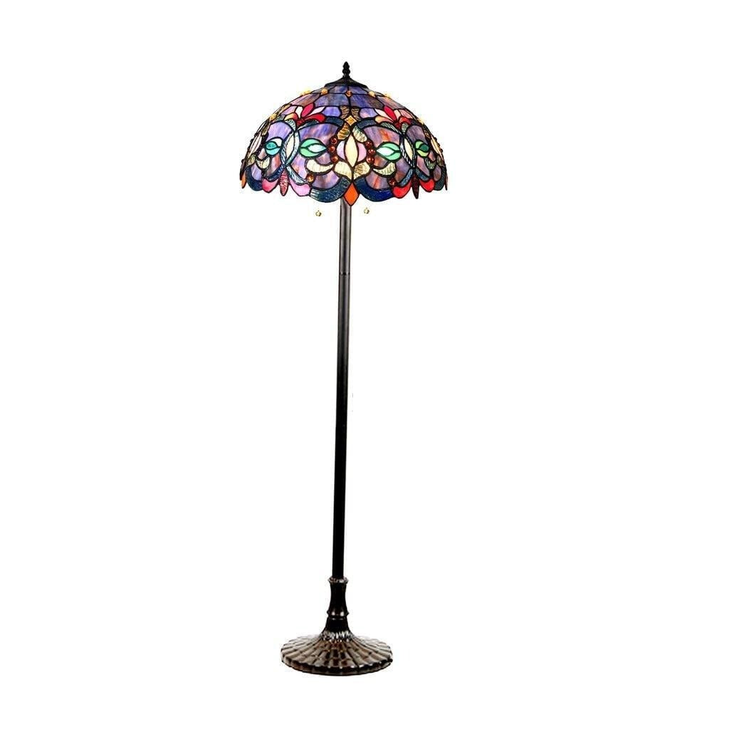 Multicolor Victorian Stained Glass Tiffany Style 3-Light Floor Lamp