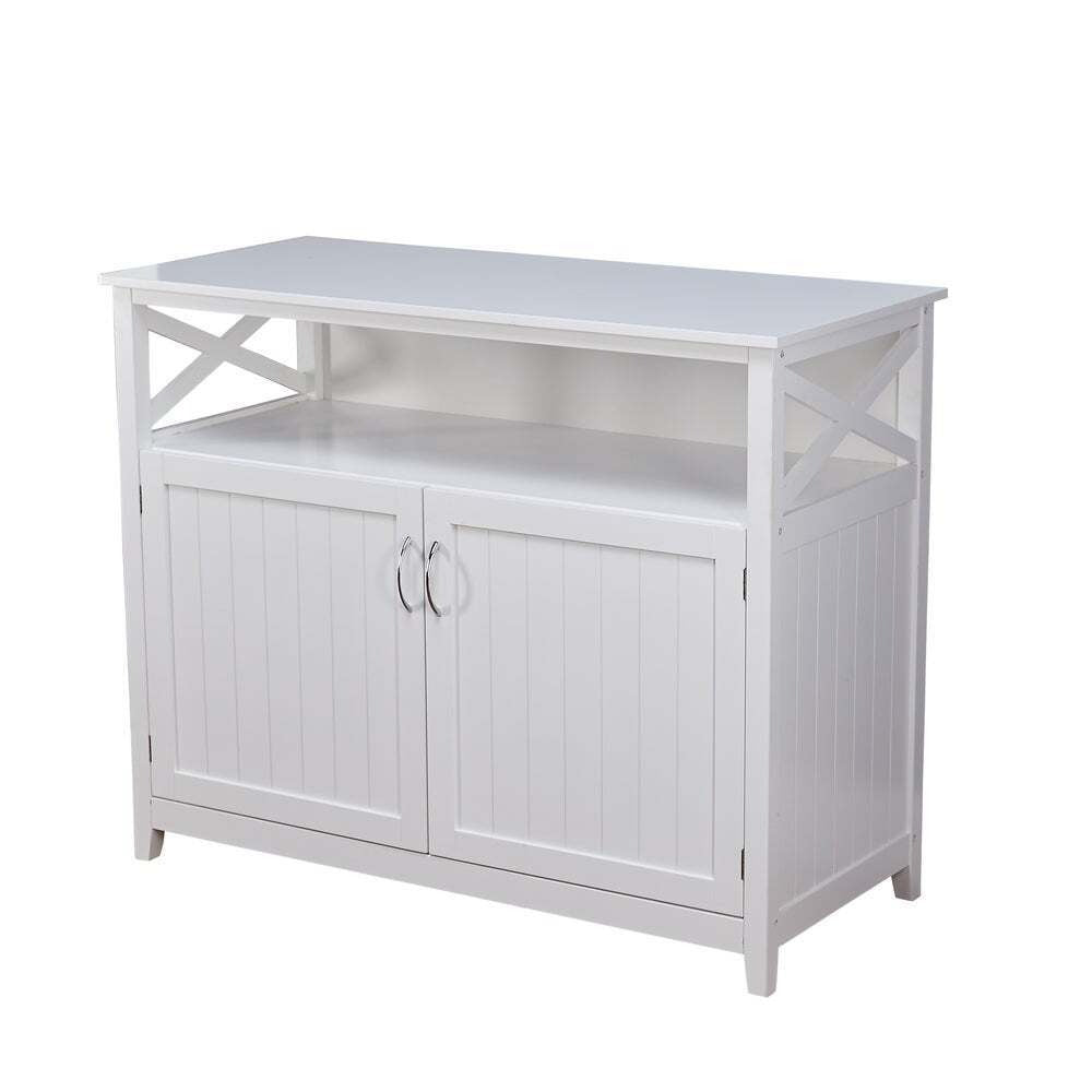 Country Style Dining Buffet Storage Cabinet Sideboard in White Finish