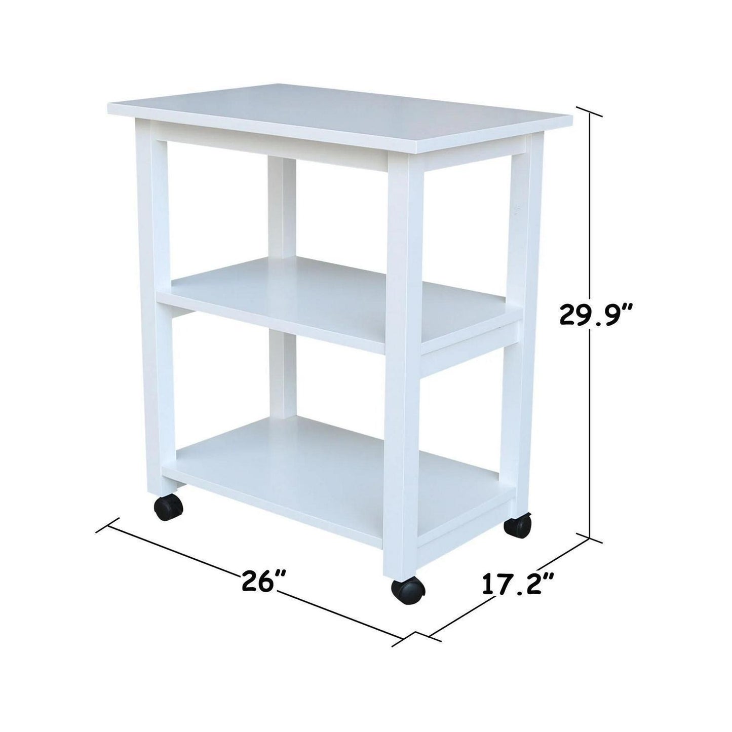 Solid Hardwood Kitchen Service Cart Tea Cart White Finish