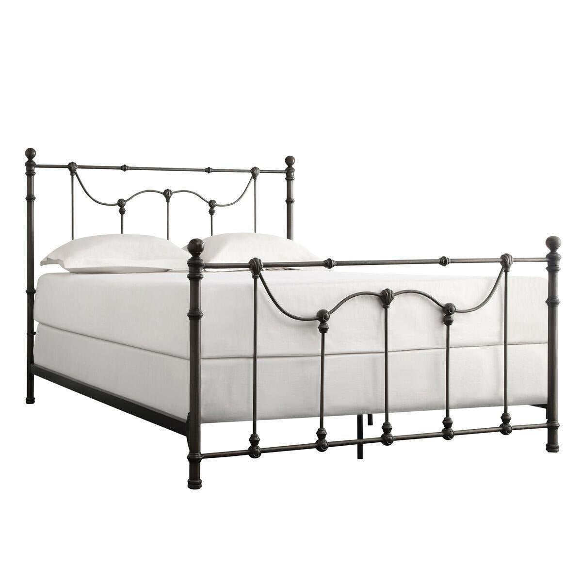 Beautiful Victorian Style Iron Metal Bed in Antique Dark Bronze Finish - QUEEN