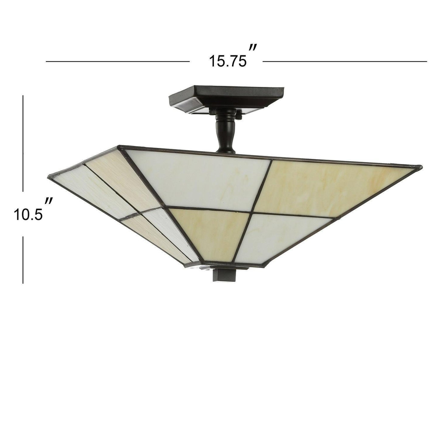 Tiffany Style Stained Glass Mount White Cream Semi-Flush Ceiling Light 15x15in