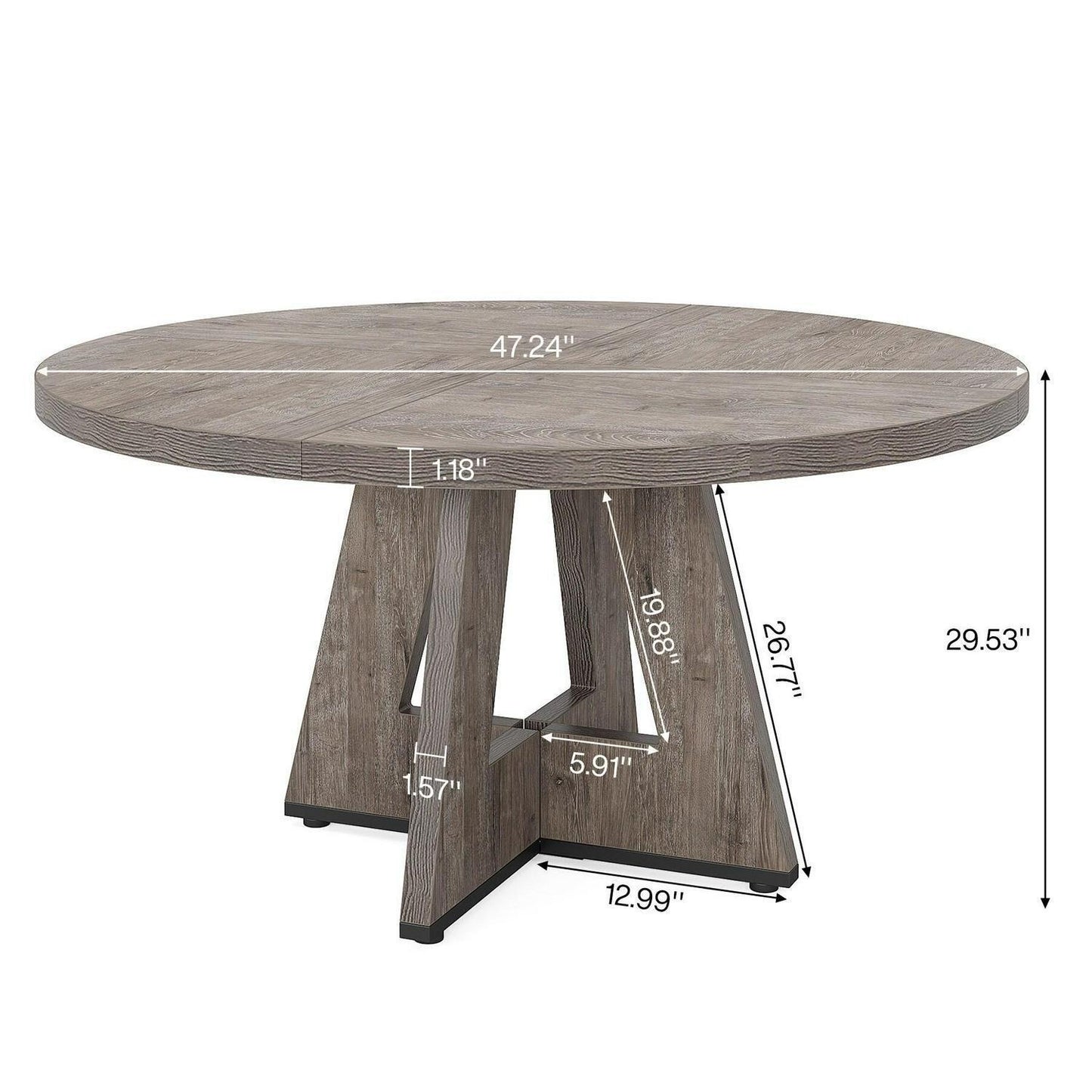 Round Farmhouse Dining Kitchen Table in Rustic Grey Finish 47in Diameter