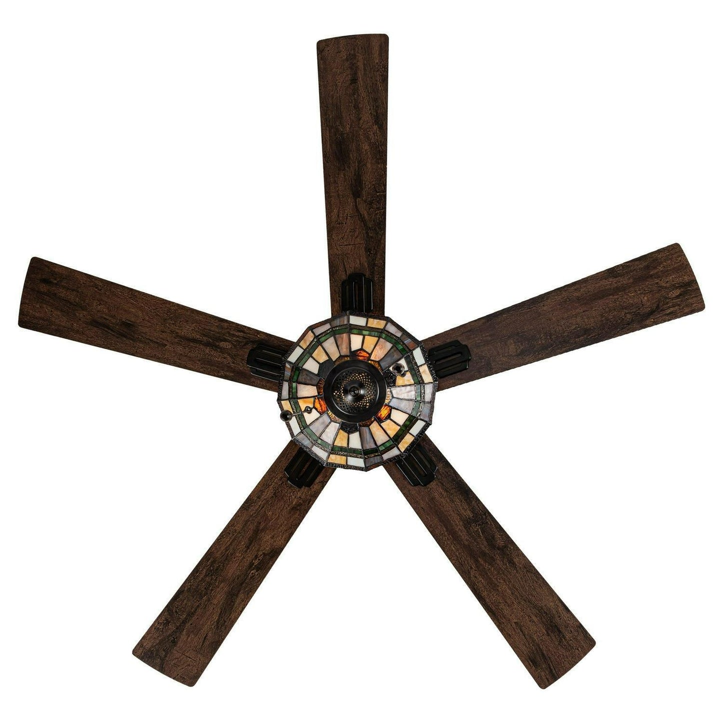 Ceiling Fan Amber and Green Stained Glass Oil-Rubbed Bronze 52in 3-Light