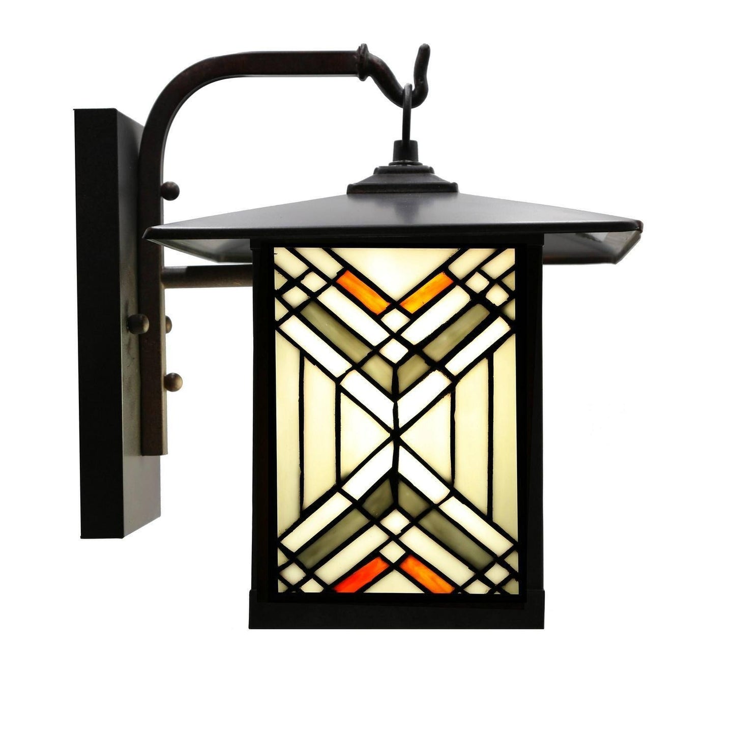 Porch Light Sconce Tiffany Style Stained Glass Bronze Fin in Grey -9x10x12in