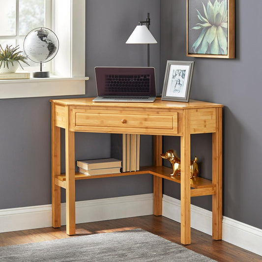 Bamboo Corner Writing Desk: Space-Saving Solution for Stylish Home Offices