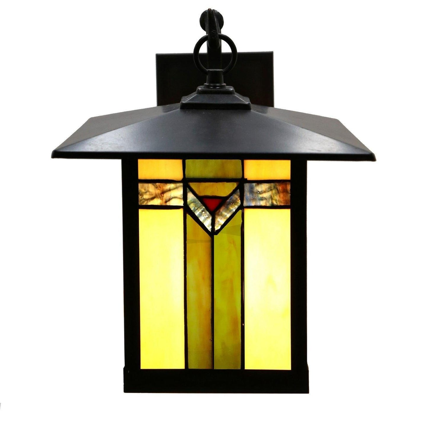 Porch Light Sconce Tiffany Style Stained Glass Bronze Fin in Green -9x10x12in