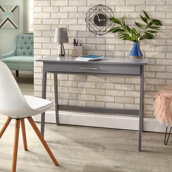 GREY Finish Minimalistic Style Desk with Drawer for Office Study Home Computer