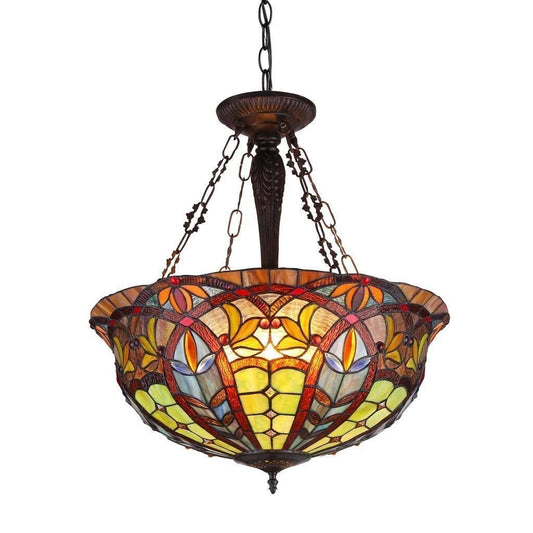 Inverted Ceiling Light Victorian Design Tiffany Style Stained Glass 550 Pieces