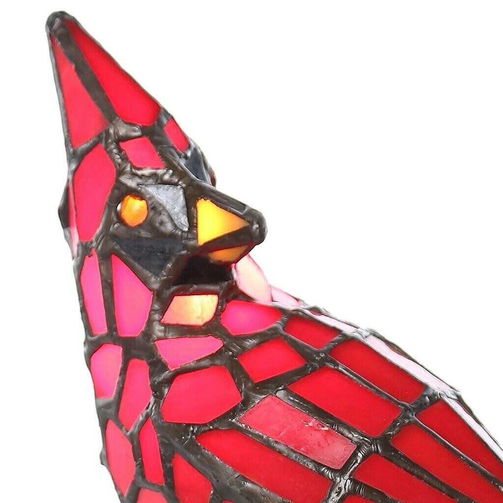 Red Stained Glass 13 inch Tall Cardinal Accent Table Lamp