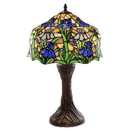 Floral Iris Theme Tiffany Style Stained Glass Reading Table Lamp