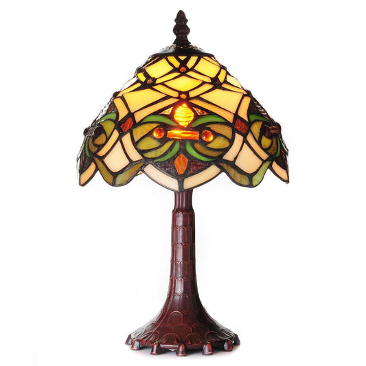 13in Amber Stained Glass Lamp Tiffany Style Stain Glass