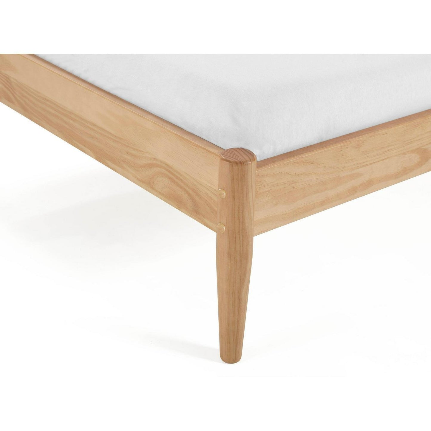 Mid-Century Style Pine Wood Twin Size Panel Bed in Natural Finish