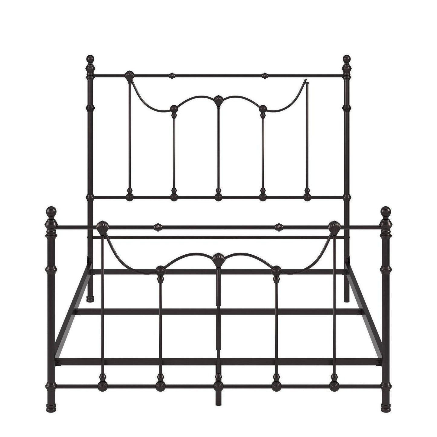 Beautiful Victorian Style Iron Metal Bed in Antique Dark Bronze Finish - QUEEN