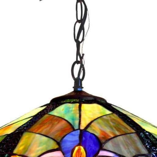 Victorian Tiffany Style Hanging Pendant Ceiling Light - Blue Stained Glass