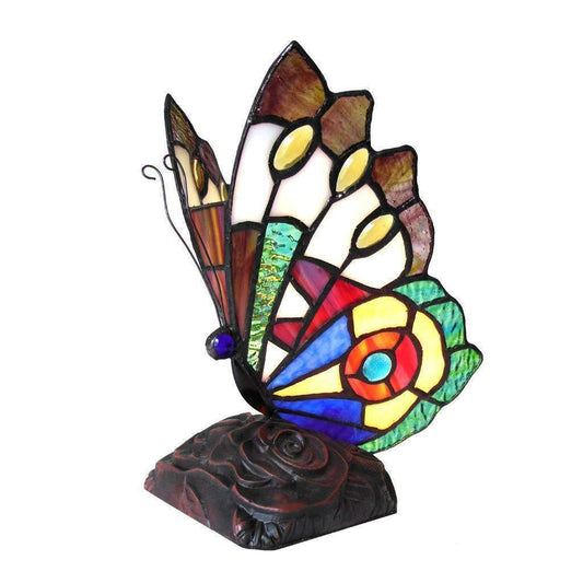 Stained Glass Butterfly Tiffany Style Accent Table Lamp Nightlight - Multicolor