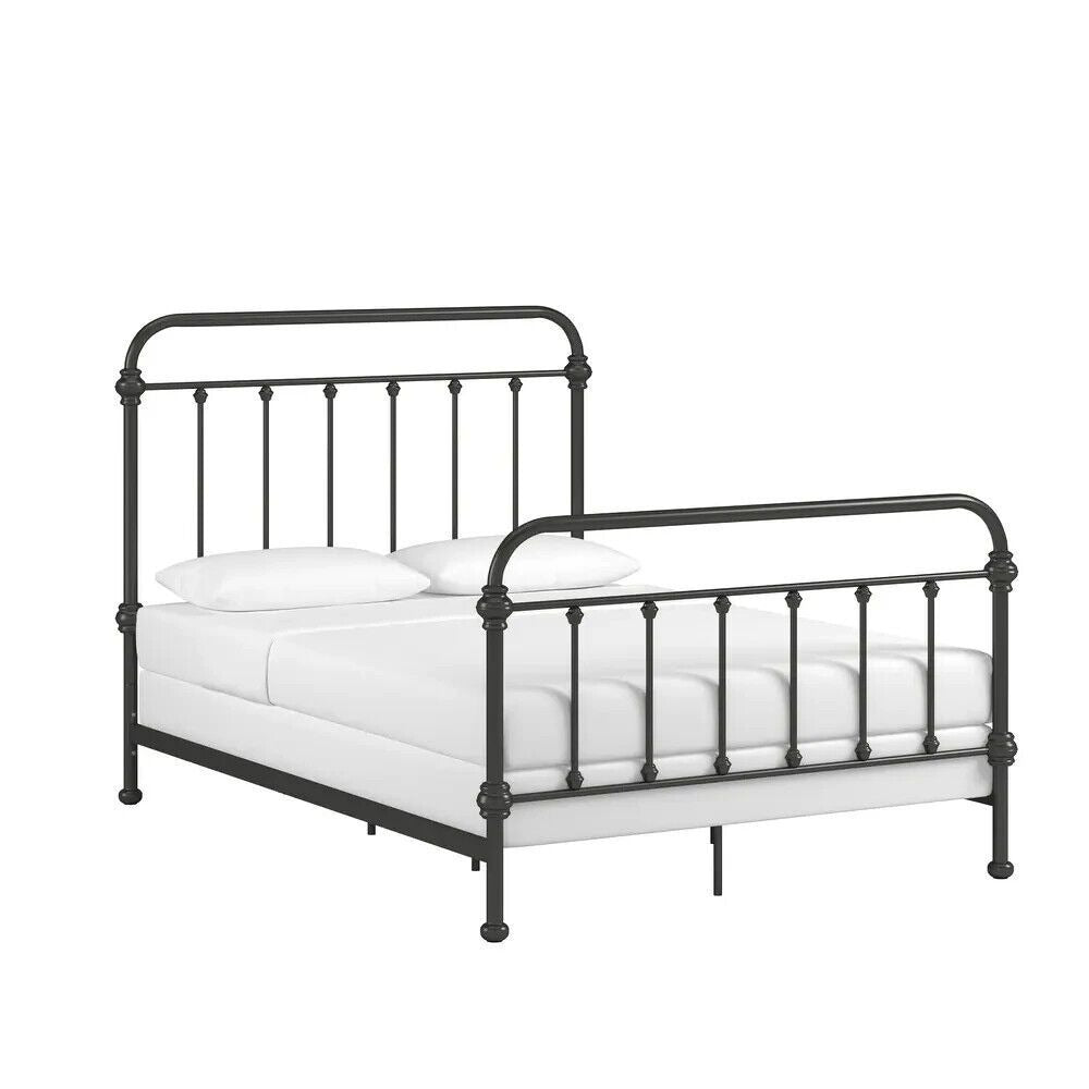 Farmhouse Country Style Antique Dark Bronze Iron Metal Bed - Queen Size