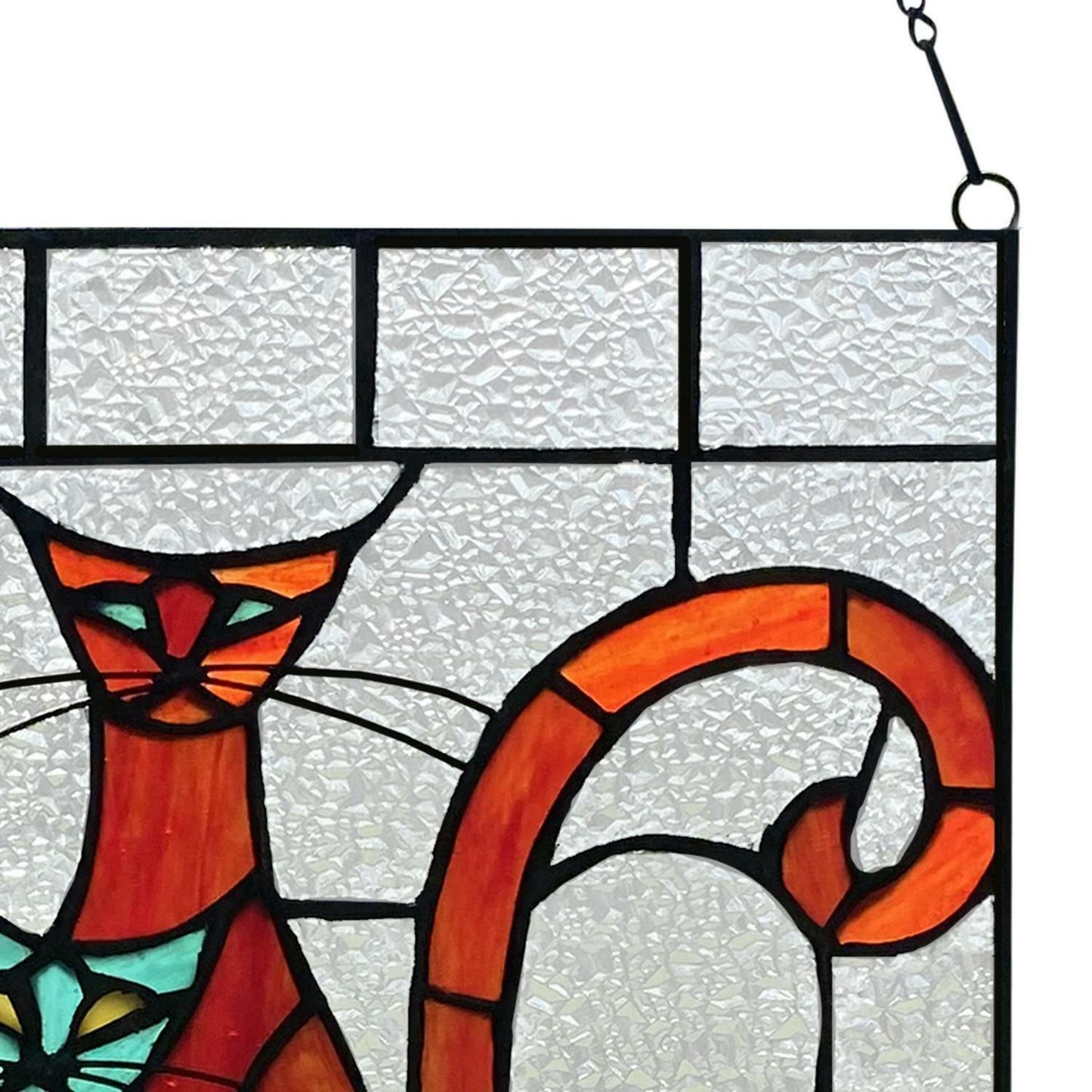 Cats Tiffany Style Window Panel Stained Glass Suncatcher Window Hanging 14inx8in