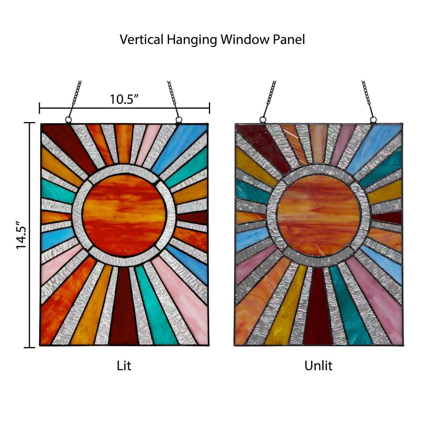 Rays of Sunshine Tiffany Style Stained Glass Window Panel Suncatcher 10x14in