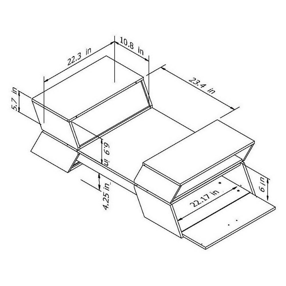 Modern Multi-Storage Coffee Table w/ Tempered Glass Top Open Center - Espresso