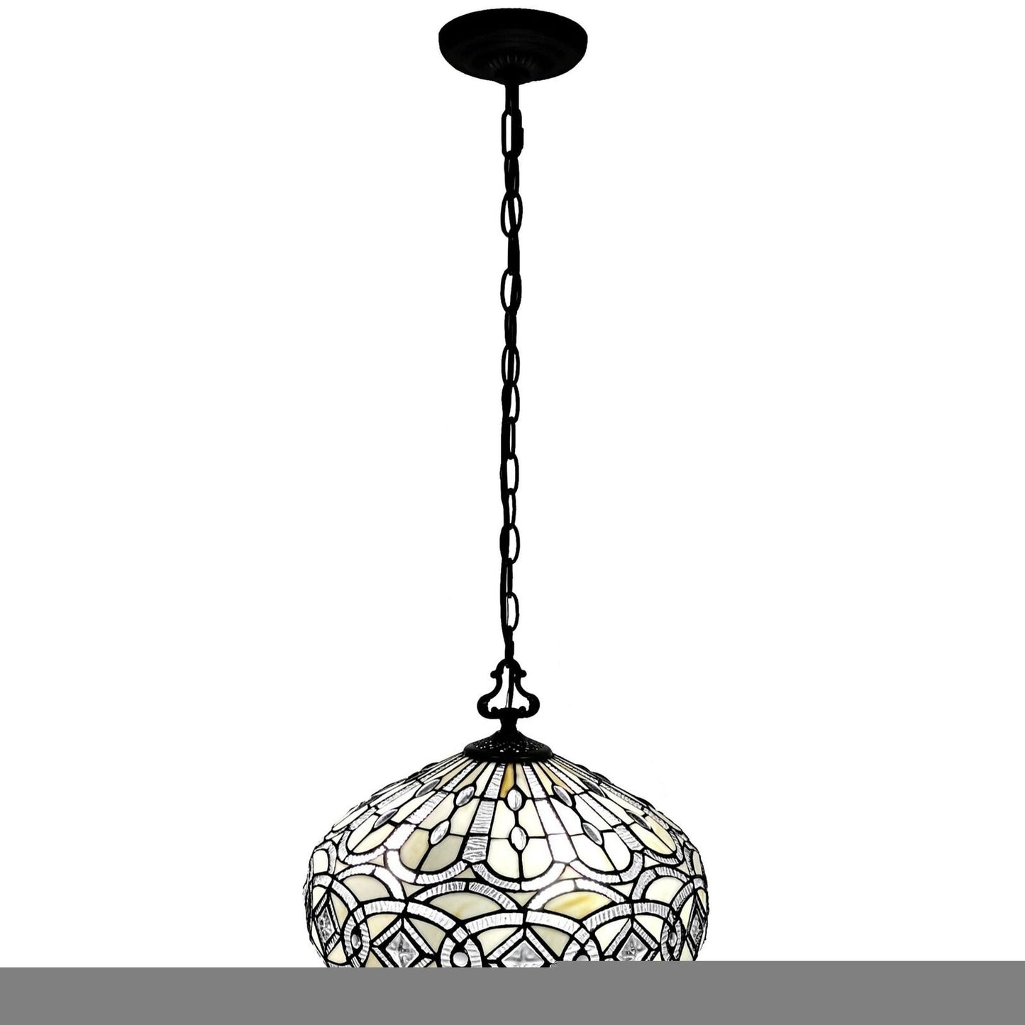 White Stained Glass Victorian Tiffany Style Hanging Lamp Ceiling Light