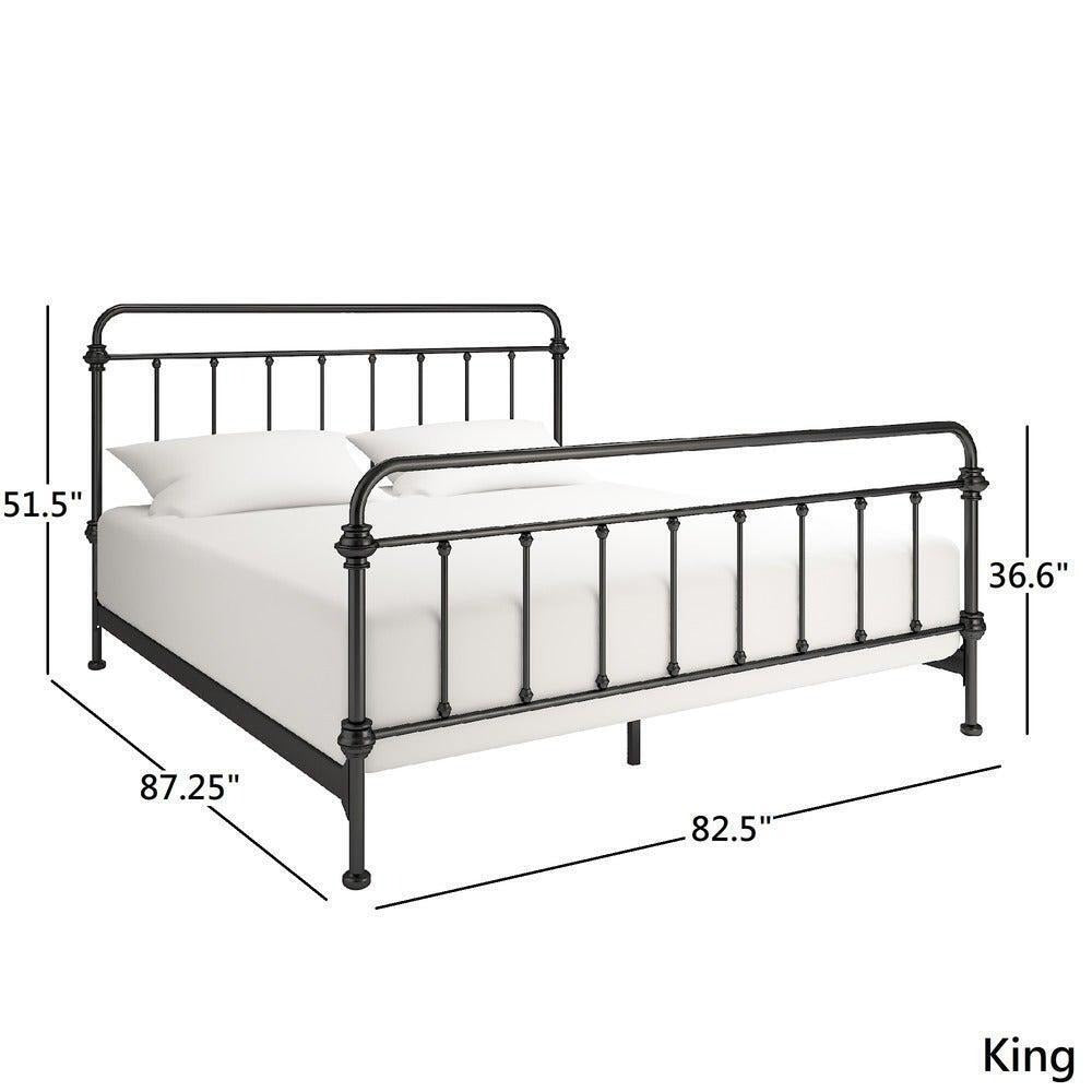 Farmhouse Country Style Antique Dark Bronze Iron Metal Bed - King Size