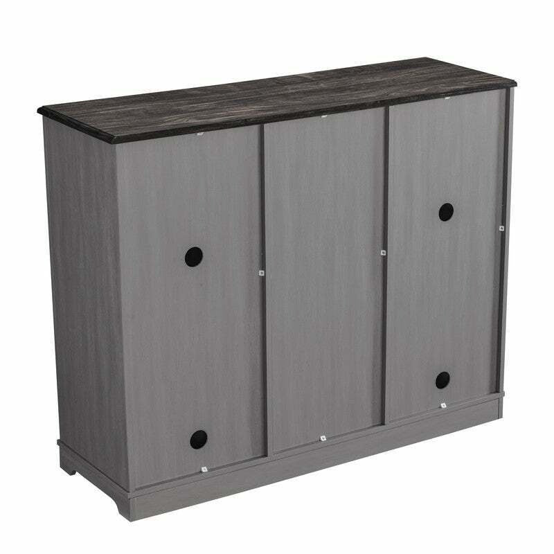 Buffet Sideboard Cabinet Credenza With Built-in Wine Rack Bar in Grey Finish