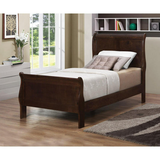 TWIN Size Traditional Sleigh Bed Hardwood Espresso Finish Bed