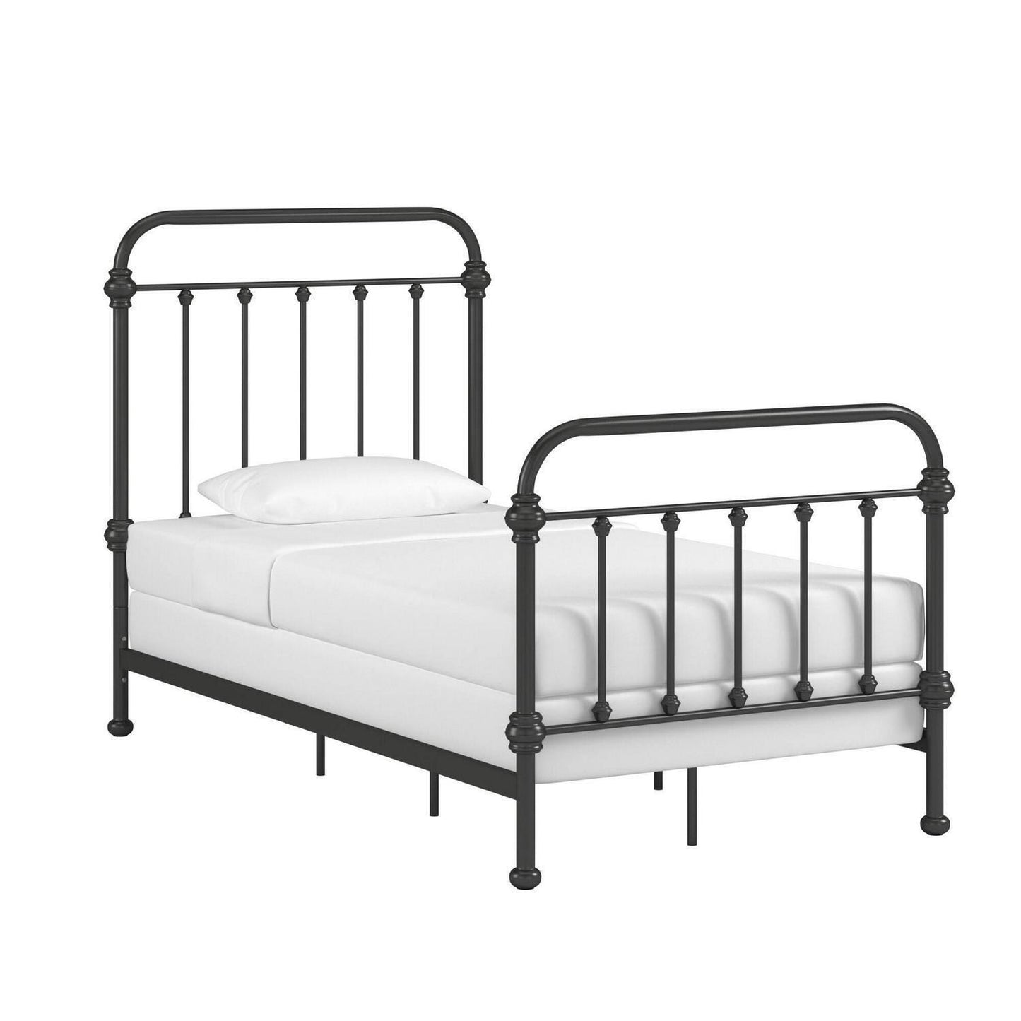 Farmhouse Country Style Antique Dark Bronze Iron Metal Bed - Twin Size