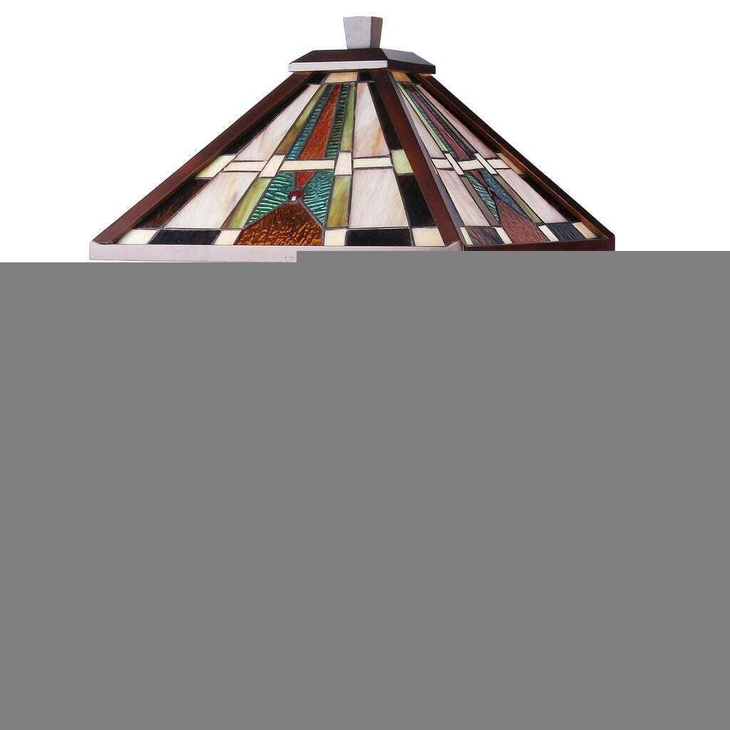 Tiffany Style Mission Design Double Lit Multicolor Stained Glass Table Lamp