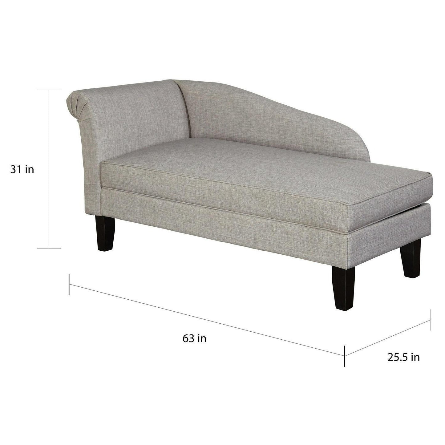 Chaise Lounge with Storage Compartment in Grey Finish