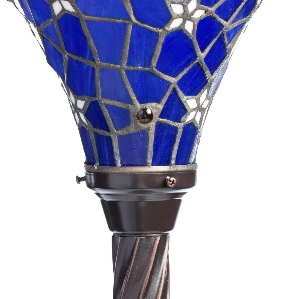 Tiffany Style Blue Star Stained Glass Torchiere Floor Lamp