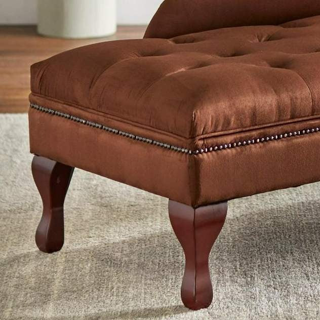 Lounge Sofa Chair Storage Chaise in Chocolate Brown w/ Hidden Storage