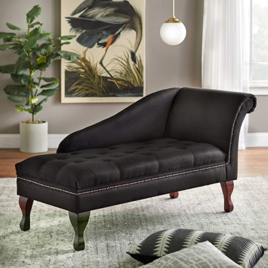 Black Finish Storage Chaise Lounge Sofa Chair w/ Hidden Storage