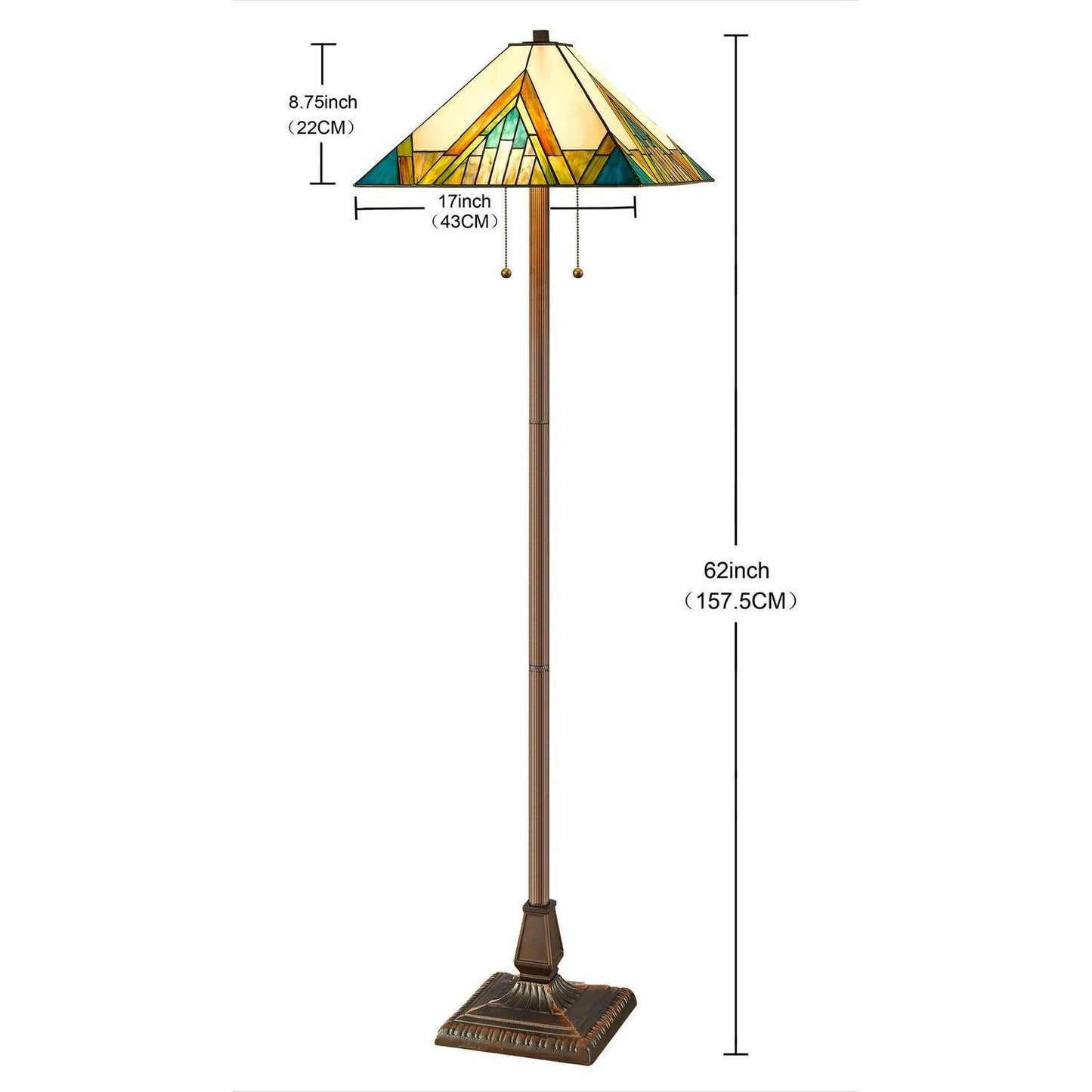 Stained Glass Mission Floor Lamp 60-inch Tiffany Style Aztec Mission Floor Lamp