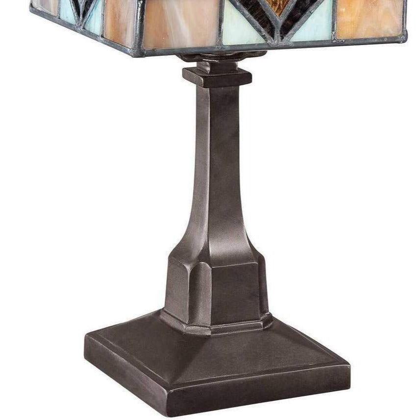 Tiffany Style Mission Stained Glass 12in Bronze Finish Table Desk Reading Lamp