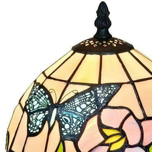 15Inch Butterfly Theme Stained Glass Accent Reading Table Lamp in Tiffany Style