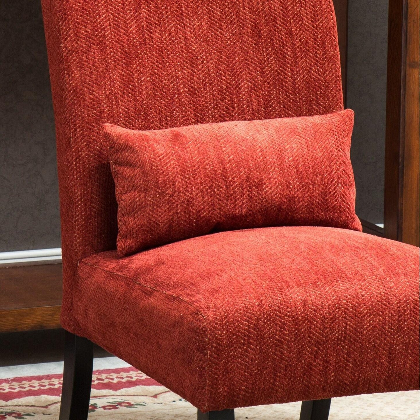 Red Chenille Fabric Accent Chair w/Matching Pillow - Livingroom, Bedroom
