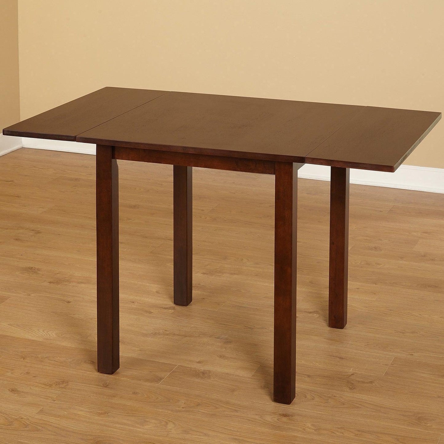 Walnut Finished Wood Dropleaf Table Kitchen Dinette 27x27in