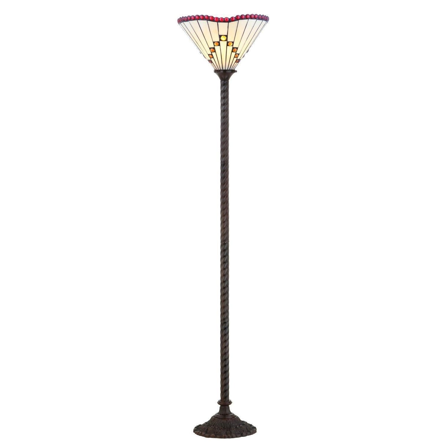 Ornate Tiffany Style Stained Glass Torchiere LED Floor Lamp 70.5in