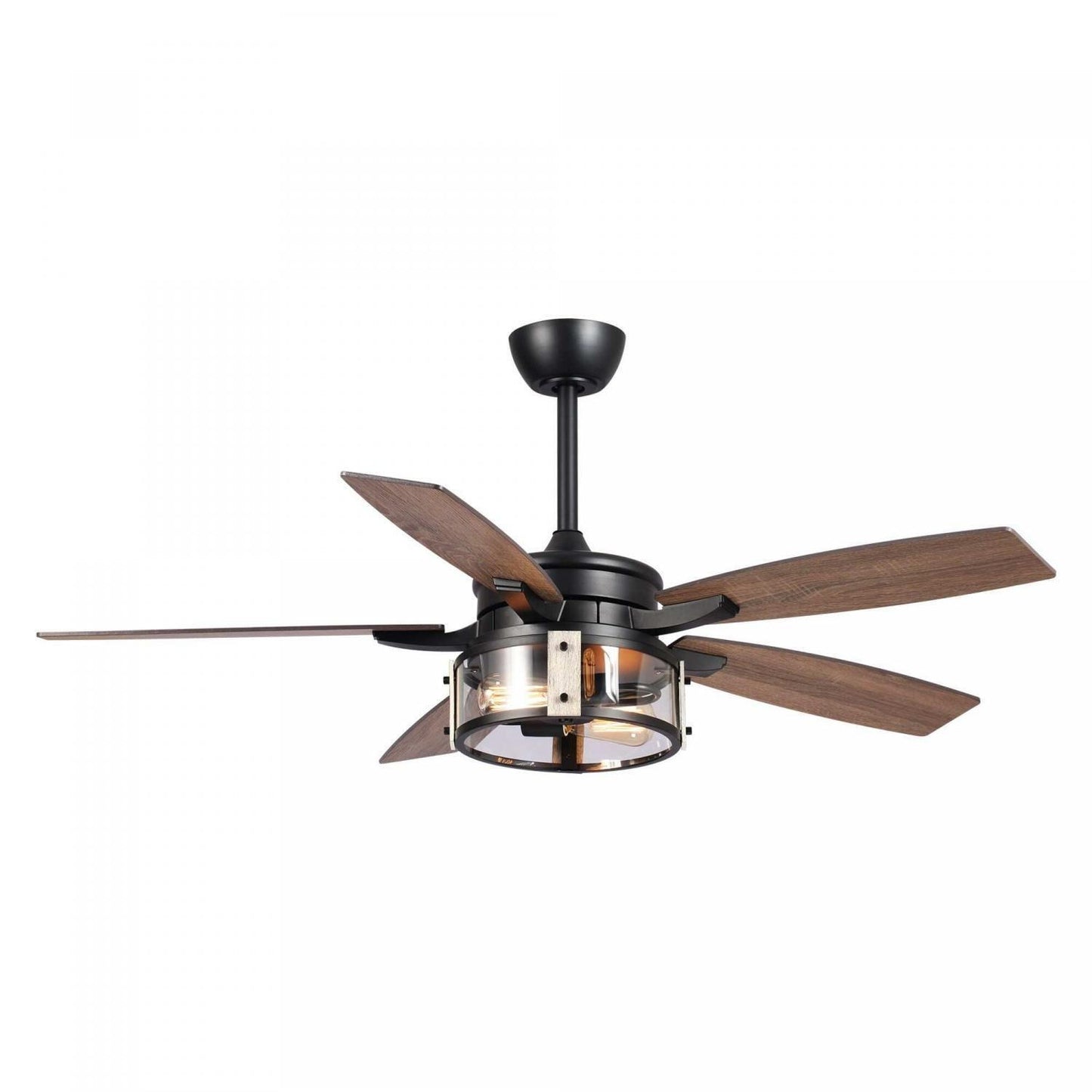 52in Farmhouse Wood 5-Blade 3-Light LED Ceiling Fan with Remote Control