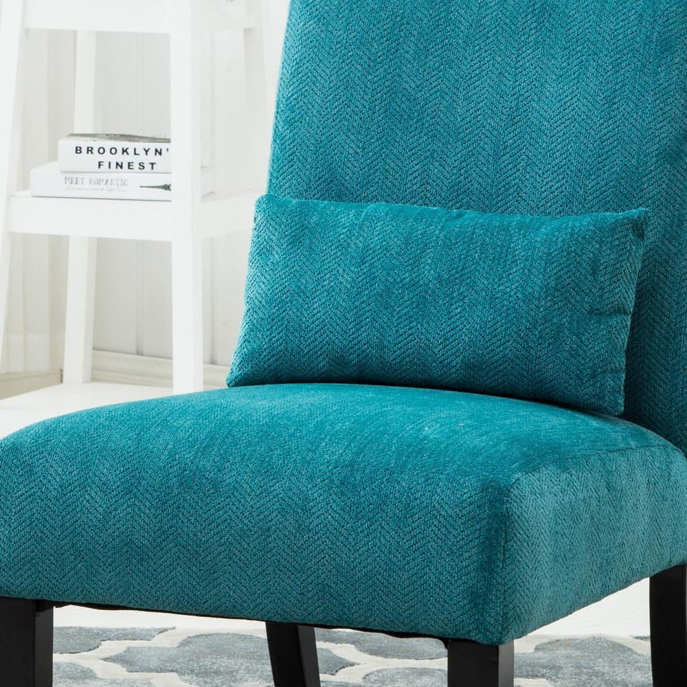 Teal Blue Chenille Fabric Accent Chair w/Matching Pillow - Livingroom, Bedroom