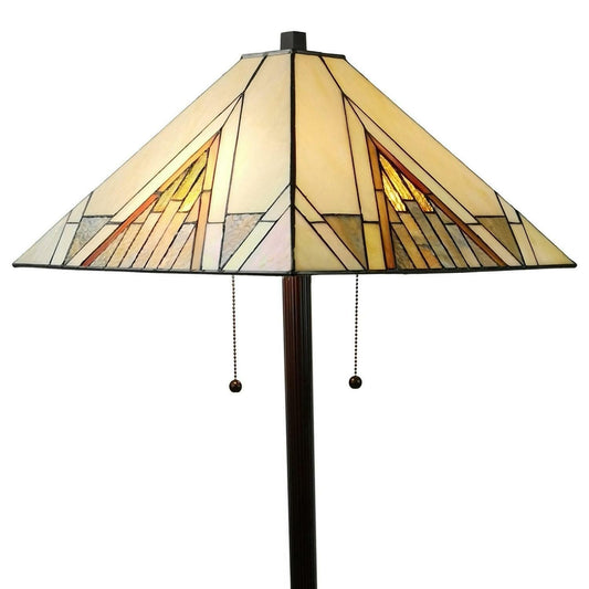 Pyramid Stained Glass Shade Tiffany Style Mission Standing Floor Lamp 62in