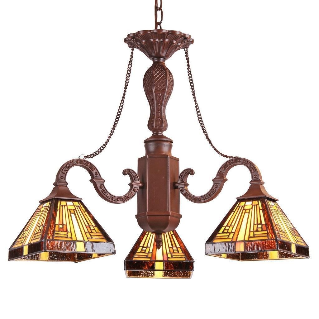 Ornate Victorian Mission Tiffany Style Stained Glass Chandelier Ceilin ...
