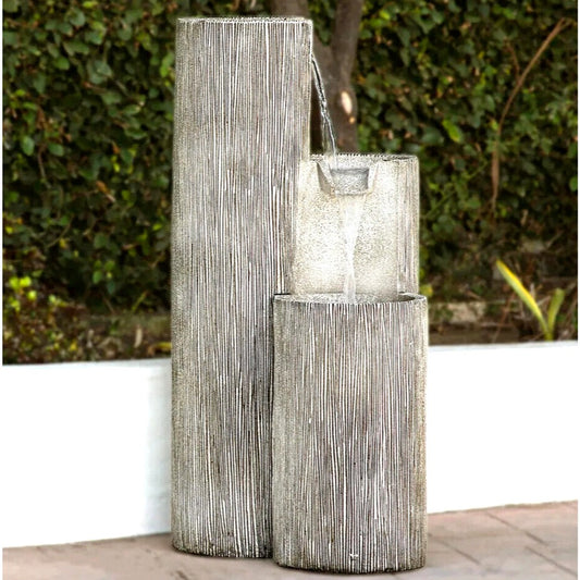 Elegant Weathered Stone Finish 3-Tier Water Fountain - 41in Garden Centerpiece
