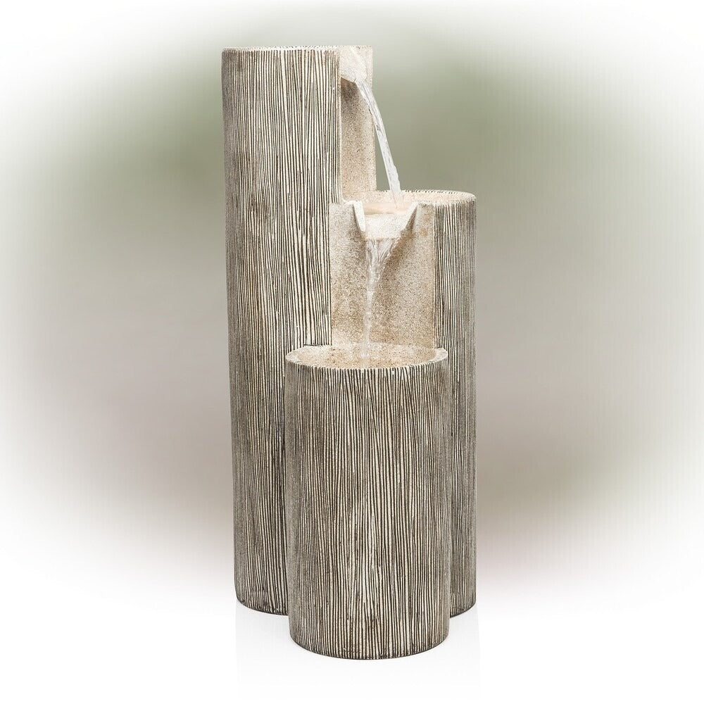 Elegant Weathered Stone Finish 3-Tier Water Fountain - 41in Garden Centerpiece