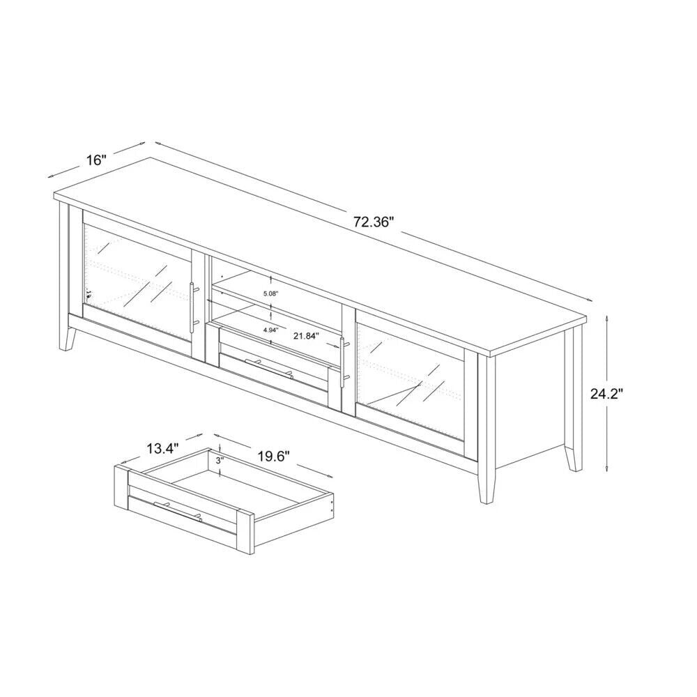 Espresso Finish TV Stand Entertainment Media Center 71in