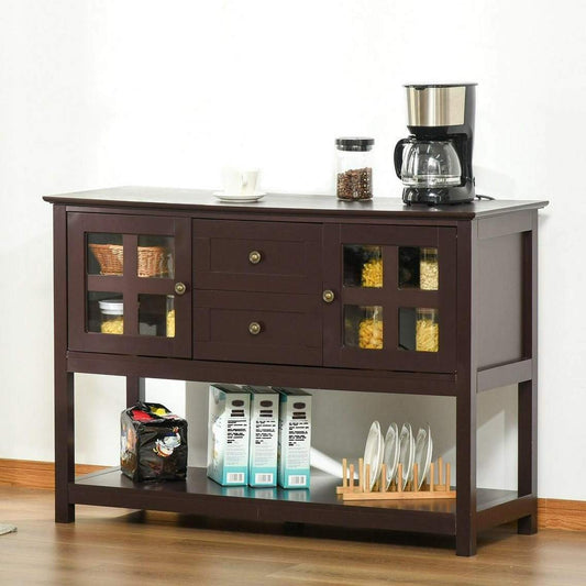 Espresso Finish Kitchen Sideboard Serving Buffet Storage Cabinet Cupboard