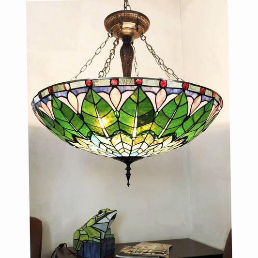 Tiffany Style Geometric Designed Stained Glass 3-Light Pendant Ceiling 28in