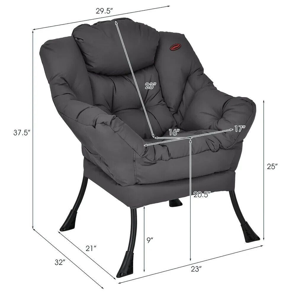 Lazy Lounge Sofa Chair in Brown Finish - Powder Coated Steel Frame and Legs